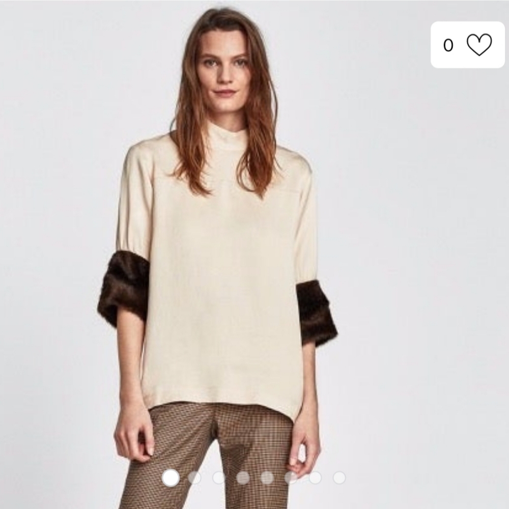 Zara Taupe Top/Faux fur .